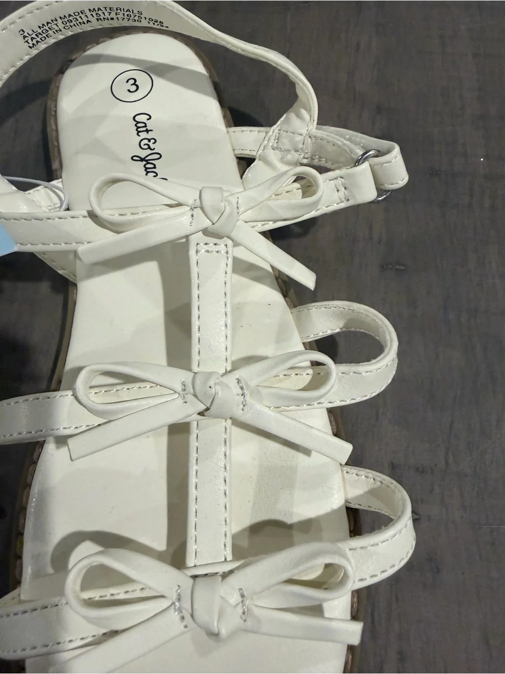 Girls White Cat & Jack Brand  Strappy Bow Flat Sandals